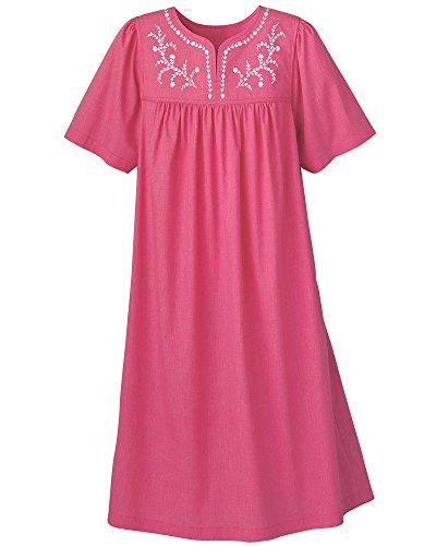 National Embroidered Chambray Dress, Rose, 2X