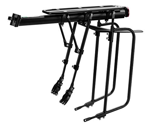 ROCK BROS Rear Bike Rear Rack Bicycle Touring Carrier Rack Bike Luggage Cargo Rack with Fender Quick Release Rear Rack Mount with Adjustable Sides Commuter Universal