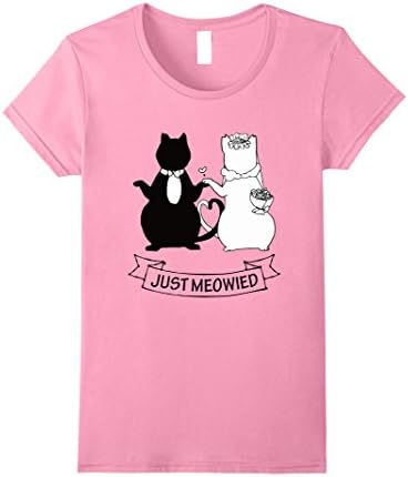 Women's Just Meowied Funny T-Shirt Artistic New Couple Gift Small Pink