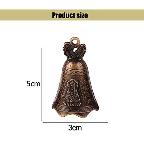 KOOBOOK 5Pcs Retro China's Mini Bronze Sculpture Pray Buddha Feng Shui Bell Home Garden Decorative Wind Bells Car Pendant Accessories 50x30mm