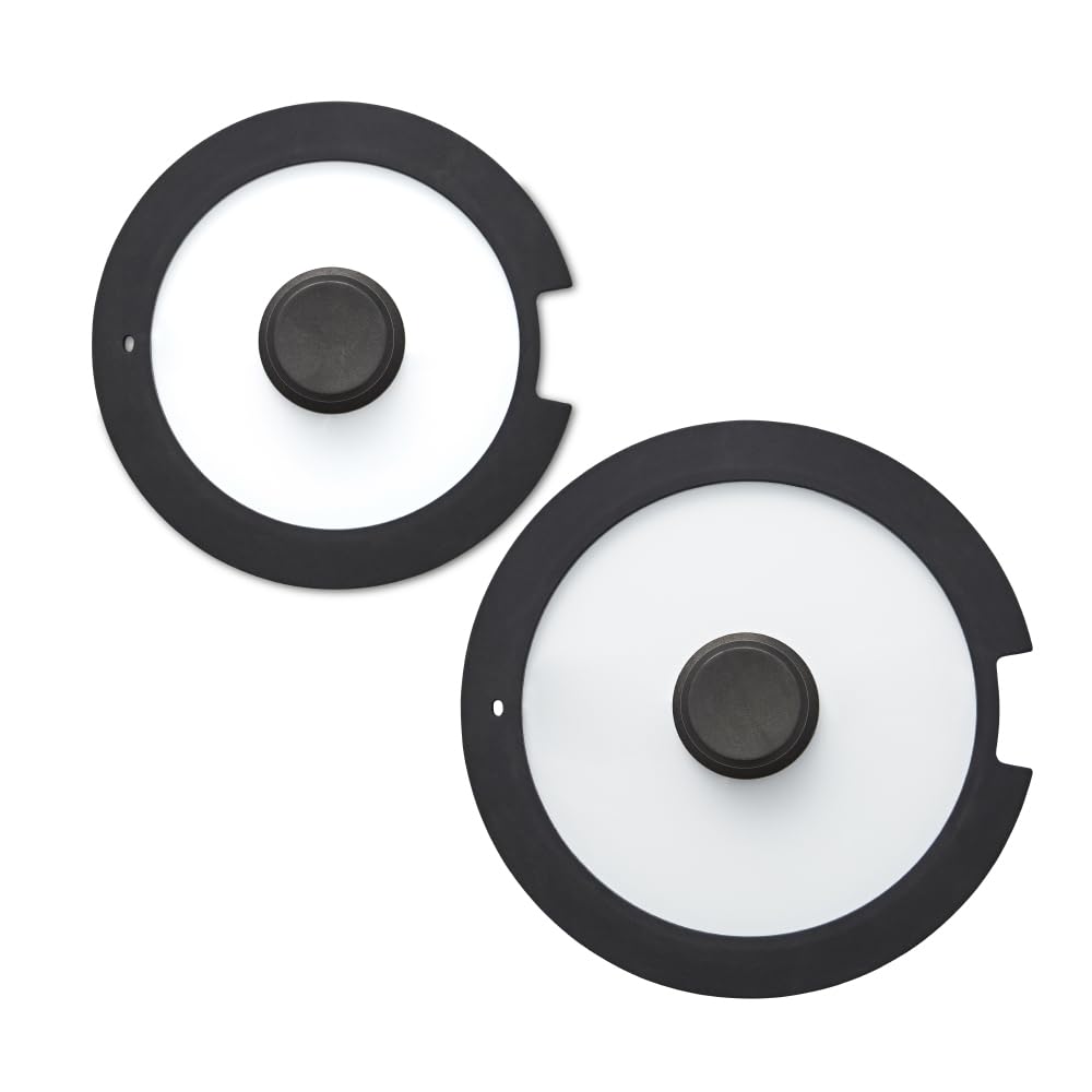 Tower Freedom T800206 2 Piece 24cm/28cm Glass Lids with Silicone Edges and Steam Release Vents, Black — image 1
