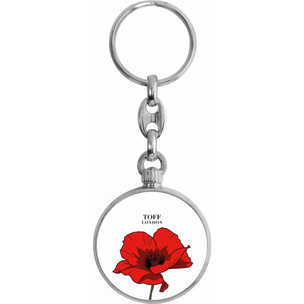 Toff London Red Poppy Flower Keyring