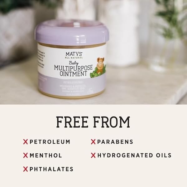 MATYS MULTIPURPOSE BABY OINTMENT, ALL OVER GENTLE SKIN PROTECTION FOR NEWBORNS & UP, SOOTHES DRY IRRITATED SKIN, DIAPER AREA, DRY SCALP, DROOL IRRITATION, PETROLEUM FREE, 2 PACK, 10 OZ EACH TUB