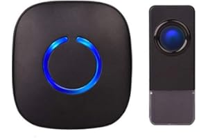 SadoTech Wireless Doorbell for Home - Battery Operated, 1000 Feet, Waterproof Door Bell w/LED Flash, 1 push button + 1 receiver, Waterproof Black