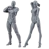 Tulas 2 Pcs/Set Action Figure Model, Human Mannequin Man /Woman Action Figure Equitment with Accessories Kit,Suitable for Sketching, Painting, Drawing, Artist, Kids, Cartoon Figures Action