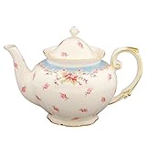 Gracie China Vintage Blue Rose Porcelain 5-Cup Teapot