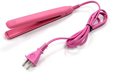 Pink 1/2 0.5 Inch Ceramic Travel Portable Mini Hair Straightener Flat Iron For Short Hair Dual Voltage