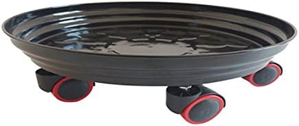 2Pcs Sheet Metal Round Plant Dolly with Wheels Plant Caddy for Balcony Garden/ Office/Home Gardening/Nursery (T40, black)