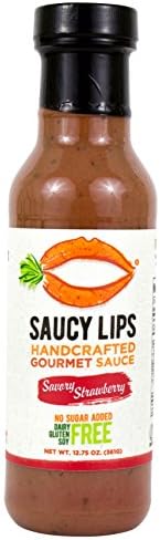 Vegan &amp; Paleo AIP - Savory Strawberry by Saucy Lips - All Natural Salad Dressing, Marinade, and Cooking Sauce (No Sugar Added, Low Carb, Gluten Free, Soy Free, Dairy Free, Nut Free) 12 oz