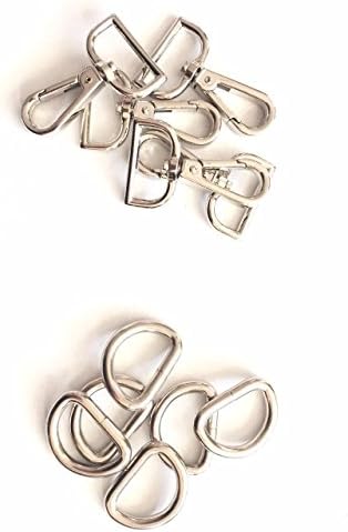 D Ring 1 inch + Silver Plated Lobster Clasps Swivel Trigger Clips Hooks 3 Sets for Purse Bag Wallet Keychain Straps knapsack
