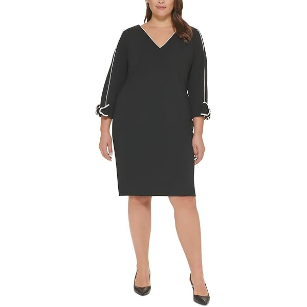 Calvin Klein Womens Plus Work Short Sheath Dress B/W 16W Black/White at  Amazon Women's Clothing store