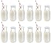 Premium Vials, 11 Oz Glass Milk Bottle Set of 12 - Includes Reusable White Lids and Straws