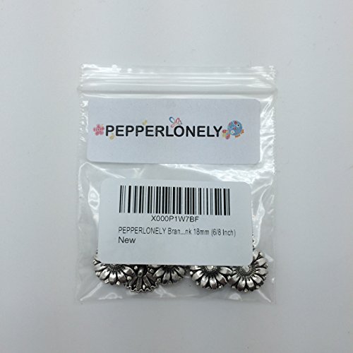 PEPPERLONELY Brand 10PC Antiqued Silver Flower Scrapbooking Metal Sewing Buttons with Shank 18mm (6/8 Inch)