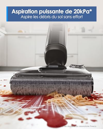 Tineco Floor One i6 Stretch Cordless Vacuum Cleaner, Wet and Dry Vacuum Cleaner, Powerful Suction 20 kPa, Flat Range 180°, Two-Edge Cleaning, 40 Min Autonomy, Drying 5 Min 85°C