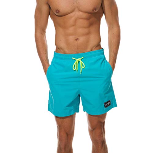 Auwer Mens Swimwear Swim Trunks Beach Board Shorts Swimming Pants Swimsuits Shorts Sky Blue