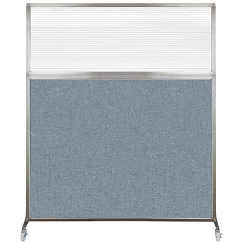 Versare Hush Screen Portable Divider Clear Fluted Window Freestanding Partition On Wheels