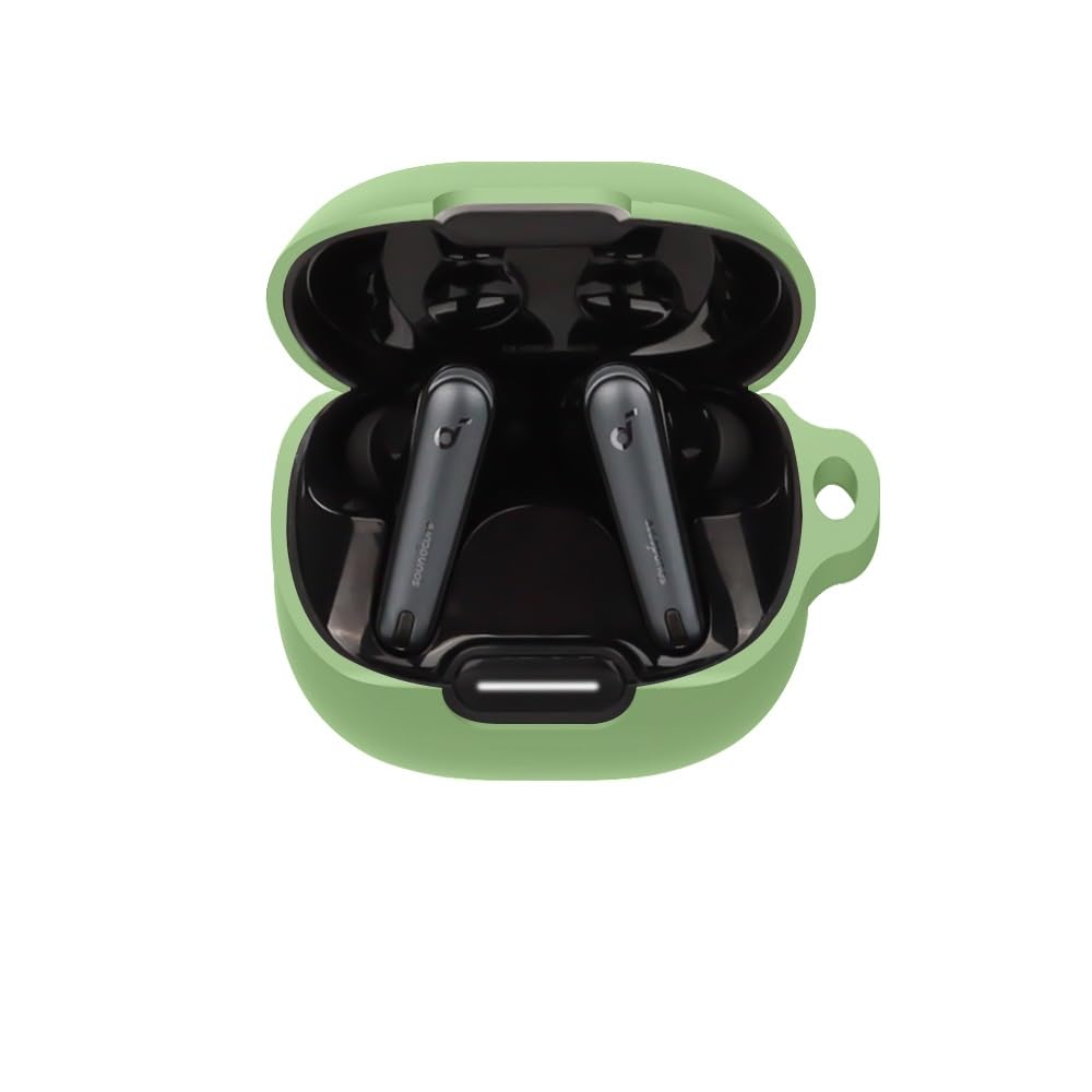 FTRONGRT Bluetooth Earphone Case for Anker Soundcore Liberty 4 NC, Shockproof Silicone Portable Electronic Device Cover Protect and Carry Anker Soundcore Liberty 4 NC Bluetooth Earphones Matcha Green