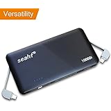 seahf power bank, 10000 mAh Portable Charger with 2 USB ports, Light Weight Ultra Compact External Battery for iPhone, Samsung Galaxy, LG, HTC, Nokia, other Android devices[Black]