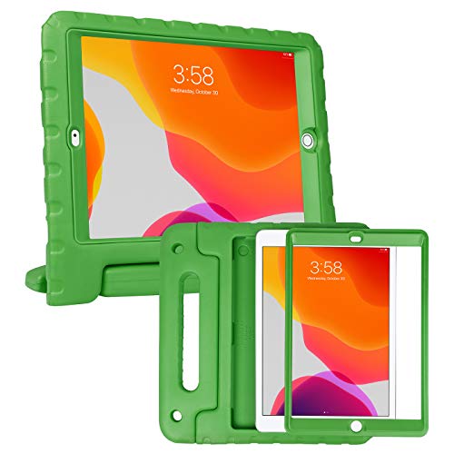 HDE iPad 7th Generation Case for Kids with Built-in Screen Protector - iPad 10.2 inch 2019 Case for Kids Shock Proof Protective Heavy Duty Cover with Handle Stand for 2019 Apple iPad 10.2 - Green