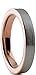 Tungsten Wedding Band Ring 4mm for Men Women Comfort Fit 18K Rose Gold Plated Plated Pipe Cut Flat Brushed Polished