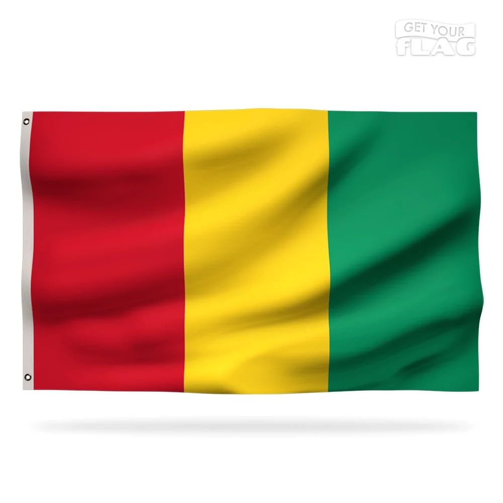 Premium Guinea Flag 150x90cm, very Durable and Excellent Quality with 2 metal eyelets - Guinea flag - Wear your colors proudly! — image 1