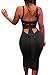 BEAGIMEG Women's Sexy Lace Up Backless Bodycon Midi Party Club Dress, Black, Medium