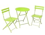 Cosco 3-Piece Folding Bistro-Style Patio Table and Chairs Set, Bright Green