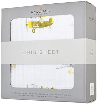 Crib Sheet Airplane Animale Cotton by Newcastle Classics