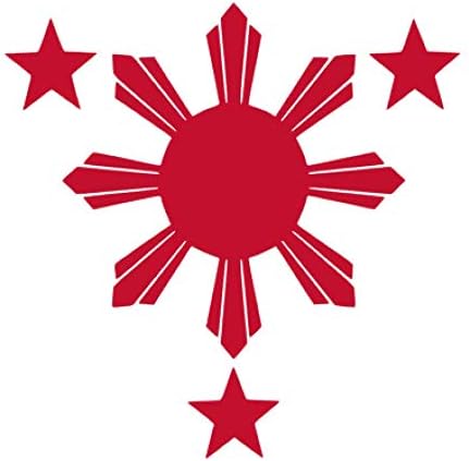 Philippines Flag 1 Sun and 3 Stars Vinyl Sticker Decals for Car Bumper Window MacBook pro Laptop iPad iPhone (3" x 3", Red)