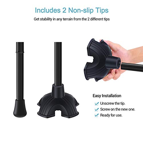 Folding Cane, Ohuhu 2 Pack Adjustable Foldable Walking Cane for Men, Women with 5 Adjustable Heights, Collapsible, Lightweight, Balancing Mobility Aid, Portable Hand Cane Walking Stick with T Handle