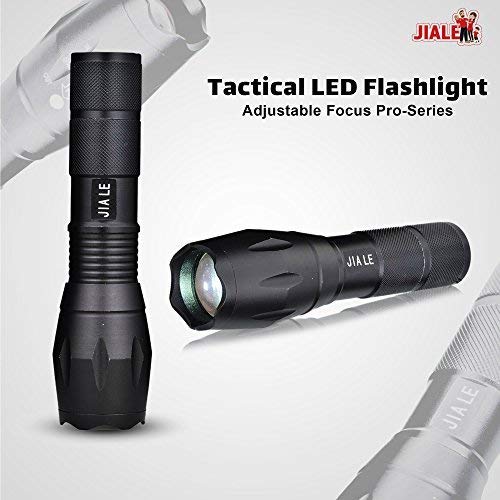 Tactical Flashlight Super Bright LED T6 CREE Flashlights 1000 Lumens [2 PACK] with 2 Rechargeable 18650 Lithium Ion Batteries and Charger - Water Resistant, Ideal for Camping Emergency or Gift-Giving - Thumbnail 5