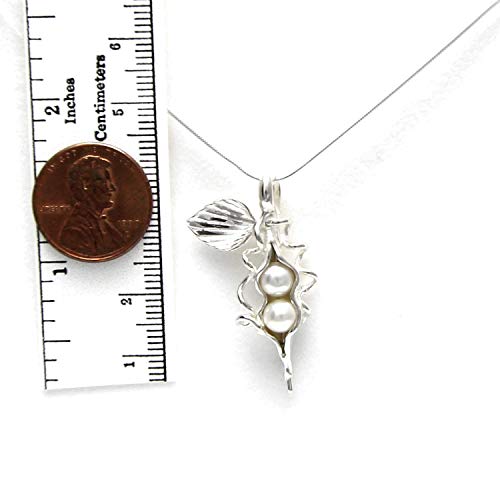 2 Pearl How Many Peas in Your Pod Sterling Silver Necklace Each Unique Handmade - Gift Boxed - White Pearl 20" Chain