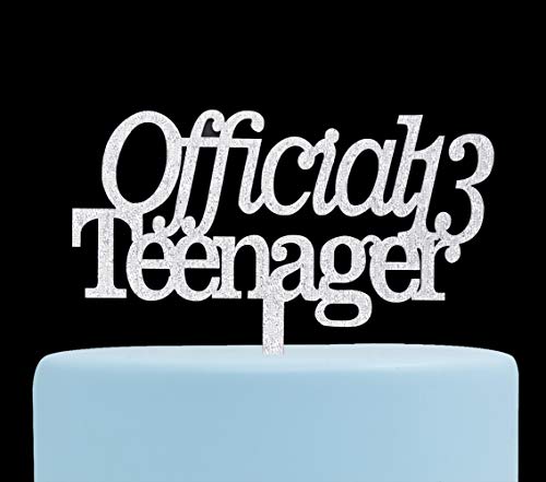 Official Teenager Acrylic Cake Topper,13th Birthday Cake Topper, 13th Birthday Party Decor (Silver) - Thumbnail 3