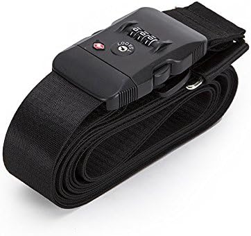 Nylon Luggage Strap with Lock Travel Suitcase Belts (Black)