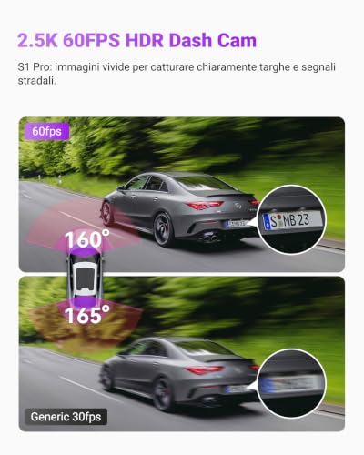 VANTRUE S1 Pro 2.7K+1080P Night Vision Dash Cam STARVIS 2 5GHz WiFi GPS Dual Channel Car Camera 360° HDR, Voice Control, 24/7SD Max 512G Parking Mode Support LTE