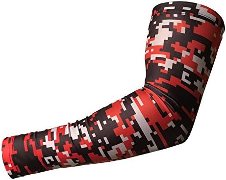 Sports Compression Arm Sleeve - Baseball Football Basketball - Youth and Adult Sizes from Unreal Sportswear (Youth Small, Digital Camo Red / Black / White )