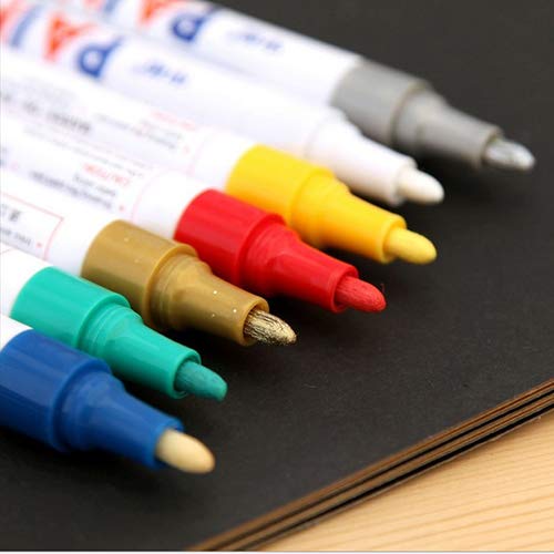 interjunzhan Car Tyre Tire Tread Rubber Metal Permanent Paint Marker Pen 12 Colors Waterproof(1 pcs,1 Color) White