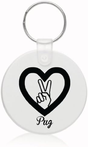 Peace Love Pug Dog Keychain
