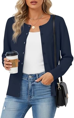 CRZ YOGA Cloud Jersey Lightweight Crewneck Cardigan for Women Soft