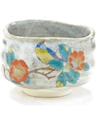 kutani hyakkaen kutani(yaki) ware matcha Green tea bowlÂ tsubaki ni tori
