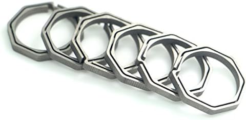 6 Pack/ Lot 22mm TC4 Titanium Ti Keyring Original Color Octagon Key Ring