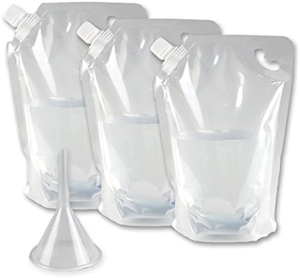 Lovelyou Cruise Liquor Bag Kit For Alcohol - Plastic Concealable Flasks Kit with a Free Funnel, 3 Piece Kit(3X32oz) + FREE FUNNEL