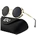 CGID E71 Retro Steampunk Style Inspired Round Metal Circle Polarized Sunglasses for Women Men