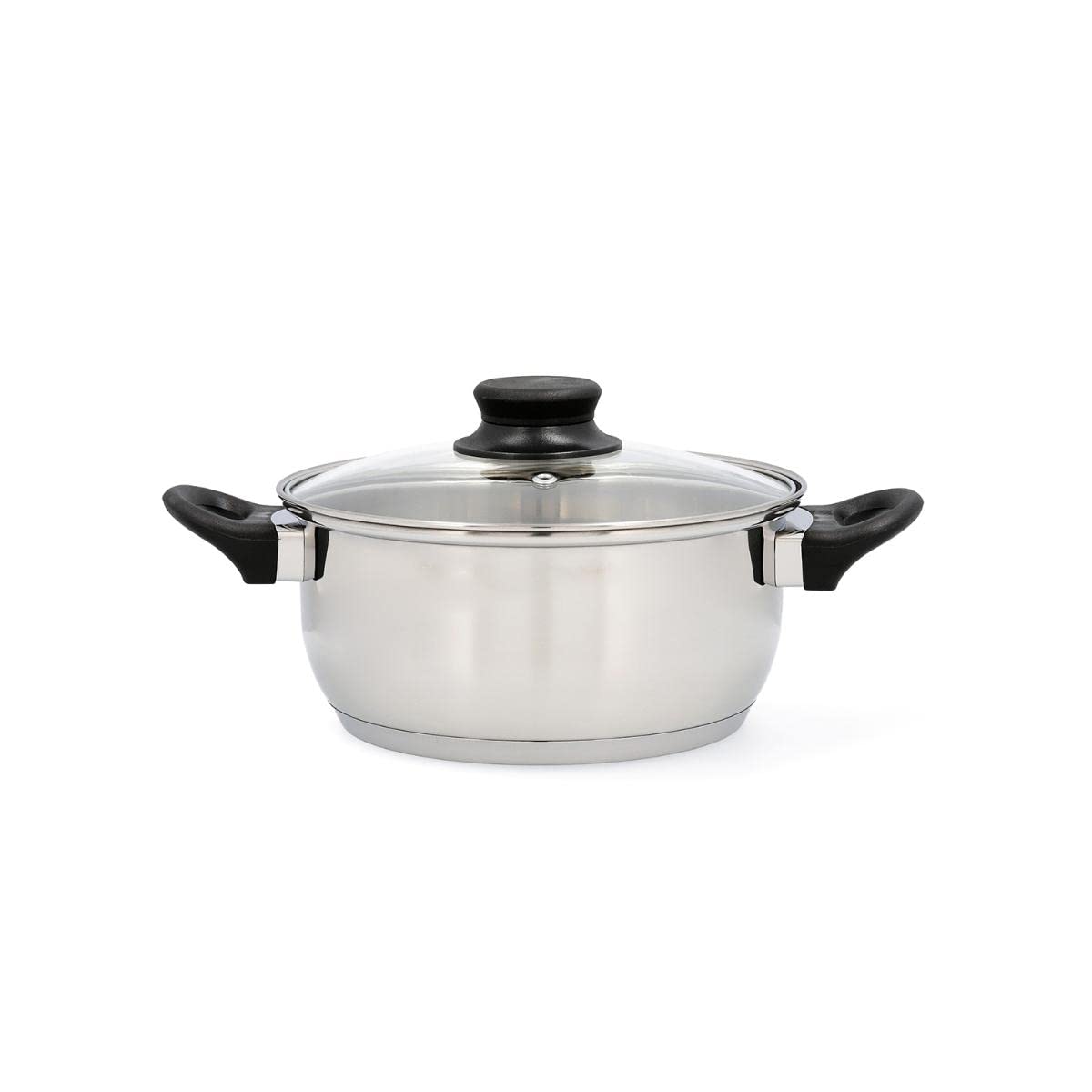 Quid Habitat Stainless Steel Saucepan 22 x 10.5 cm, 2.88 kg Capacity, Silver, With Lid