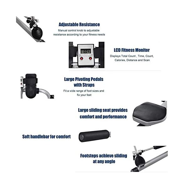 BZLLW Hydraulic Rowing Machine Home Use,Super Silent Indoor Portable Rower,Home Gym Foldable Rowing Machine,with LCD…