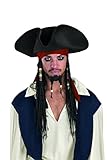 Disguise Men's Disney Pirates Of The Caribbean Original Adult Deluxe Hat With Beaded Braids, Brown, One Size