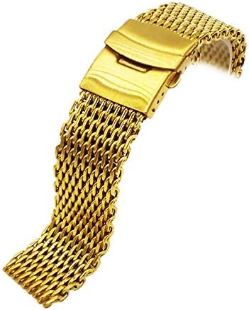 18mm/20mm/22mm/24mm Stainless Steel Dive Shark Mesh Milanese Watch Bracelet Strap Band (Gold, 24mm)