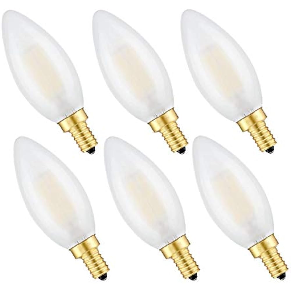 3200K 6W Dimmable LED Candelabra Bulb Soft White 600LM, 60W Equivalent