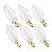 CRLight 3200K 6W Dimmable LED Candelabra Bulb Soft White 750LM, 80W Equivalent E12 LED Candle Bulbs, C35 Frosted Glass Torpedo Shape Bullet Top, Pack of 6