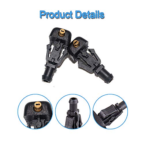 Front Windshield Washer Nozzles Kit 3W7Z17603AA for 2004-2013 Ford F150, 2003-2011 Ford Crown Victoria, Mercury Sable Montego Grand Marquis Washer Jet and 2.5 Meters Fluid Hose with 6 PCS Connectors